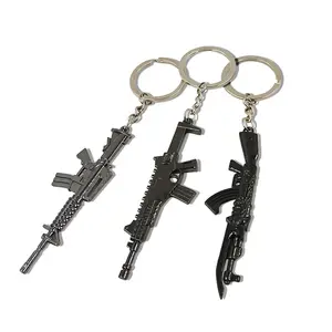 Mini key ring custom toy promotional gun keychains accessories 3d metal key chain