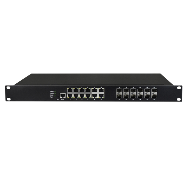 OEM Industrial Grade Network Switch 12-Port LAN 12-Port SFP Managed Industrial Ethernet Switch