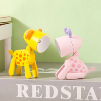 Lampe de bureau miniature en forme d'animal ABS pour chambre à coucher, alimentée par piles, lumière blanche chaude, lampe de nuit LED pliable réglable