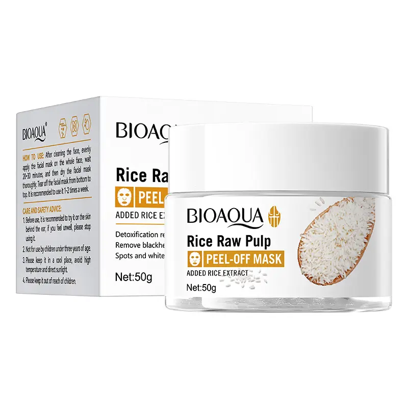 BIOAQUA extrait de riz biologique rétrécissement des pores points noirs acné nettoyage élimination des taches blanchissant masque facial pelable