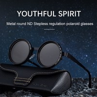 Lunettes de soleil rondes à teinte réglable pour la conduite avec filtre ND variable, style Steampunk Gothique, polarisées, rétro, de luxe, haut de gamme