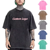 T-shirt Premium Homme Délavé à l'Acide, Coton Lourd Vintage, Coupe Oversize Épaules Tombantes, Streetwear, Vierge pour Logo Personnalisé