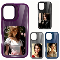 Étui de téléphone portable NFC à écran encre avec support anneau 2-en-1, texture cuir, DIY, miroir d'écran, antichute, en TPU pour