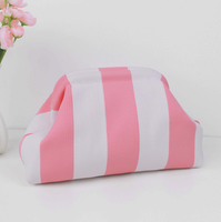Tas Makeup Rajut Logo Bordir Kustom Bergaris Flyknit Portabel, Tas Clutch Cloud Hadiah, Tas Kosmetik Rajut Wanita