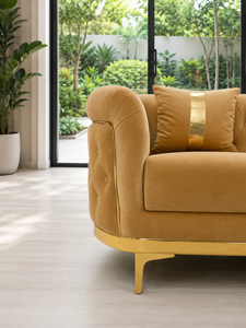 Ensemble de salon en forme de L de luxe avec table d'appoint et structure en bois massif pour salon - Product Image 3