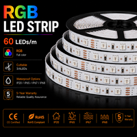 Pengendali Jarak Jauh APP Lampu Latar Pintar Fleksibel SMD5050 RGB LED Strip 12V/24V 30/60/120Leds/m IP65/68 Lanskap
