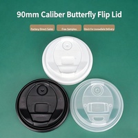 Couvercle papillon 90 mm à double trou anti-fuite, jetable, universel pour gobelets en papier et en plastique, idéal pour thé au lait, café à emporter