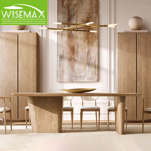 Wisemax đồ nội thất thiết kế tối giản nhà hàng khách sạn tùy chỉnh kích thước thủ công hình chữ nhật tròn gỗ sồi rắn bàn ăn - Product Image 1