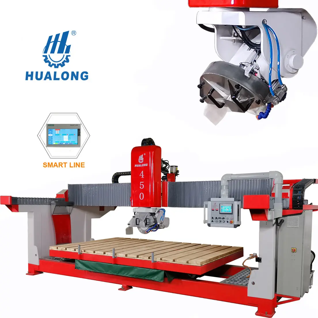 Hualong Machine HLSQ-450 Automatische Graniet Marbal Cutter Steen Snijmachines Met Siemens Plc Gemaakt In Duitsland