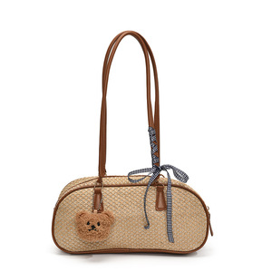 ZPB2898 Sac à main vintage à bandoulière unique pour femme, petit sac carré à texture tissée, nouveau sac fourre-tout décontracté pour les trajets quotidiens, inspiré - Product Image 1
