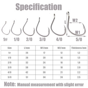 1 #   1/0 2/0 3/0 4/0 5/0 Zoutwater Slow Assist Jigging Haak Tin Gecoat Corrosiebestendig Jig Lokhaak Levend Aas Visshaak - Product Image 2