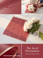 Papel de Regalo Floral Mate con Borde Dorado, Lámina de Embalaje Impermeable para Ramos de Flores, Decoración de Regalos, Venta al Por Mayor