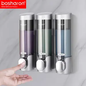 Nhà Máy Bán buôn Wall Mount Soap dispenser nhựa tay Báo Chí bơm 3 vòi hoa sen dầu gội treo tường 3 buồng khách sạn xà phòng Dispenser