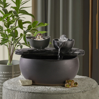 Fuente de agua para decoración del hogar para exteriores/interiores, cascada creativa, fuente de agua de cerámica, adornos de decoración