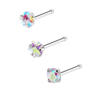 Juego de 3 Piezas de Piercings de <span class=keywords><strong>Nariz</strong></span> de Acero Inoxidable con Zirconia, Diseño de Estrella en Ángulo Recto, Unisex, para Bodas - Product Image 5