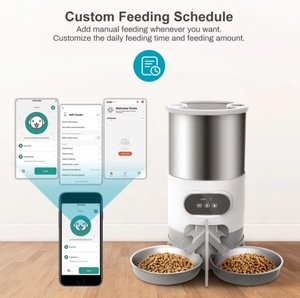 Distributeur automatique de nourriture pour animaux de compagnie WiFi à double bol de 4,5 L avec conception anti-colmatage, en acier inoxydable 304, plateau en plastique, contrôle par application pour chats et chiens - Product Image 3