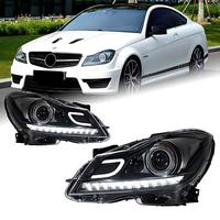 Pour Mercedes Benz Classe C W204 2011-2014, ensemble de phares à LED, lentille de projecteur laser, DRL, clignotant séquentiel, plug and play