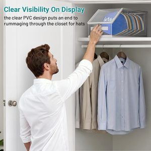 PVC Visible Storage <b>Box</b> With Zipper <b>Large</b> Capacity Stackable Baseball Cap Organizer Dustproof Foldable With Lid - Product Image 4