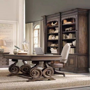 American Country Solid Wood Carved Villa Large <strong>French</strong> Retro Study Bookcase Living Room Dining Home Furniture Storage <strong>Shelf</strong> Model - Product Image 1