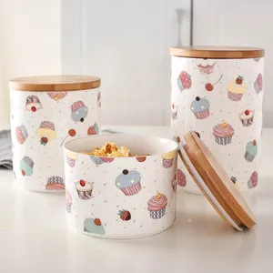 Modern Nordic Custom Kitchen Food Cookie Coffee Tea Suger ceramic cookie jar with lid