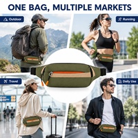 Sac banane pour homme en polyester avec fermeture éclair, idéal pour la course, les sports de plein air et les voyages, service OEM usine BSCI, logo personnalisé, vente en gros
