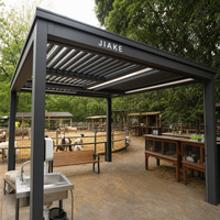 Pergola en aluminium Jiake 6063-T5 avec toit à lames motorisées pour ferme d'alpaga, terrasse, jardin, patio, espace extérieur, gazebo, pavillon