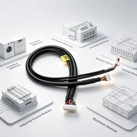 Kabel Harness Multi-branch Kustom dengan Beberapa Konektor Plastik Putih, Rakitan Kabel Berlapis Hitam untuk Peralatan Otomasi