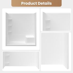 壁パネル,壁装飾シャワーサラウンド<span class=keywords><strong>3</strong></span>層収納ラック白アクリル浴室壁パネル - Product Image 6