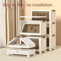 Boîte de rangement pour vêtements en plastique pliable, grande capacité, transparente, empilable, à double ouverture, avec roulettes, pour la maison, vente en gros