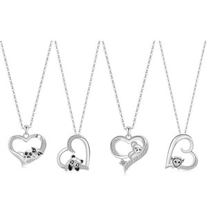 Collana con ciondolo a forma di cuore minimalista con micro inserti di zirconi in argento sterling 925 placcato oro, gioielli carini a forma di cartone animato per donna - Product Image 5