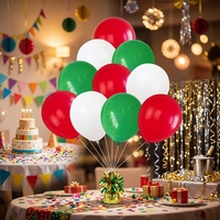 30 Ballons Décoratifs Ronds en Latex Durables, 12 Ballons de Football Rouges, Blancs et Verts, Édition Anniversaire pour Supporters d'Équipe