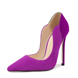 Sexy Thin-heeled Women Pointy Toe High Heels Stiletto Pumps Large Size 47 Patchwork Suede Wide Fit Dress <b>Shoes</b> - Product Image 4