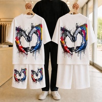 Ensemble deux pièces d'été pour homme, t-shirt et short color block, ensemble oversize patchwork à manches courtes, survêtement décontracté streetwear