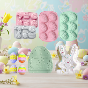 Moldes de Silicona para Pascua, 6 Piezas, para Chocolate, Dulces, Huevos, Conejitos, Pollos, Zanahorias, Diseño Clásico, Grabado en Relieve - Product Image 2