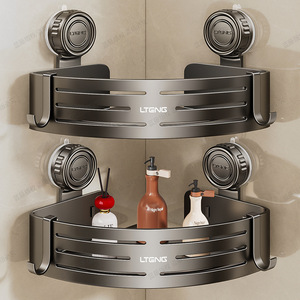 Lteng Triangular Shelf 3 Tier Suction Mounted Corner Bathroom Storage Rack - Product Image 1