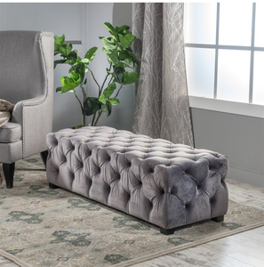 Winforce Fábrica Barato Terciopelo moderno Tuffted Tapicería Moderno Chesterfield Muebles para el hogar Taburete <span class=keywords><strong>Banco</strong></span> Cama - Product Image 2