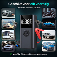 Compresseur d'air portable pour voiture, booster de batterie d'urgence, démarreur de voiture, gonfleur de pneus 150 PSI avec lumière d'urgence