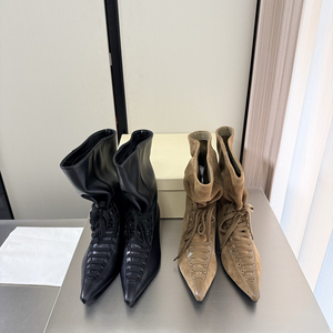Original Craft Plain Upper Almond Toe Mid Heel <strong>Ankle</strong> <strong>Boots</strong> Fashion <strong>Italian</strong> Style <strong>Women</strong> Daily <strong>Boots</strong> - Product Image 2