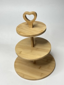 Luxury Promotional Custom Shape Bamboo <strong>3</strong> <strong>Tier</strong> <strong>Cake</strong> <strong>Stand</strong> for Hotel Bamboo <strong>Cake</strong> Tray for Wedding Party - Product Image 2
