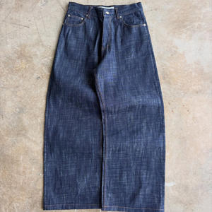 OEM 2026 时尚前褶可调节后背同步设计 15 盎司经典原边靛蓝原色宽腿牛仔裤套装 - Product Image 4