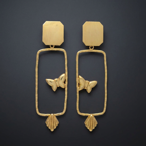 Pendientes Colgantes de Latón Hechos a Mano, Chapados en Oro de 24k, Venta al por Mayor, Joyería Clásica Unisex India con Imitación de Perla - Product Image 2