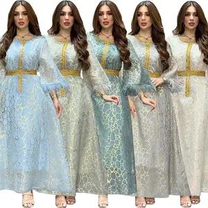 Ab239 Herfst Winter Traditionele Moslim Kleding & Accessoires Midden-Oosten Arabische Jurken Vergulde Diamant Abaya Vrouwen Moslim Jurk