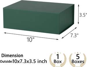 Boîte cadeau verte avec couvercles pour cadeaux, ruban et papier autocollant imprimable DIY inclus, boîte de demande en mariage pour demoiselle d'honneur - Product Image 4