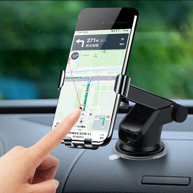 New Hot selling phone holder for car Suction cup type car phone navigation bracket black Adjustable