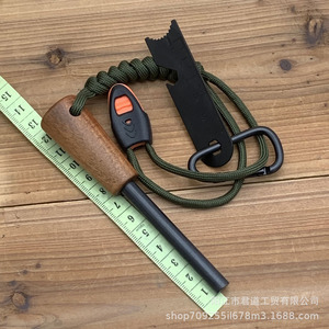 Allume-feu en magnésium avec manche en bois, outil de survie en plein air, camping, étanche, coupe-vent, en alliage solide - Product Image 2