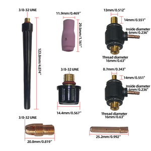 Antorcha de arco de tungsteno WP17 Argon4mAir refrigerado por aire, válvula de Gas de cabeza Flexible, juego de soplete de soldadura TIG, accesorios, 1 unidad - Product Image 4