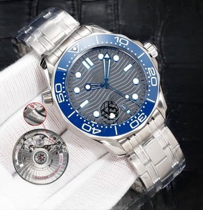 Reloj Deportivo de Buceo Mecánico con Esfera con Patrón de Olas, Bisel Giratorio, Correa de Acero Inoxidable, Movimiento Automático, Reloj de Pulsera para Hombre Omegaes - Product Image 2