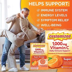 Bebidas Efervescentes de Vitamina <span class=keywords><strong>C</strong></span> con Sabor a Mandarina OEM, Bebida de Vitamina <span class=keywords><strong>C</strong></span> en Polvo en Sobres - Product Image 2