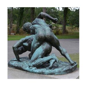 Estatua de combate de bronce para hombres, escultura desnuda de Metal, estilo griego, tamaño real, decoración al aire libre - Product Image 1