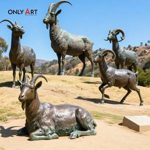 Only Art Hpt Selling Animal Art Elegante tallado a mano <span class=keywords><strong>de</strong></span> madera Bighorn Sheep Esculturas Bronce Ram Bighorn Sheep Estatua para jardín - Product Image 2